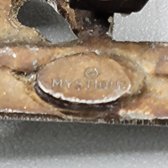 Mystique Teddy Bear Moon in Window Frame Brooch Pin Pewter Silver Tone - Picture 7 of 9